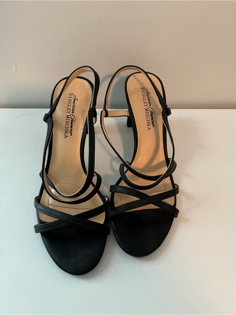 Badgley Mischka Black Strappy Slingback Heels